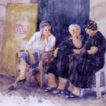Chat Room, Crete Watercolor 18x20